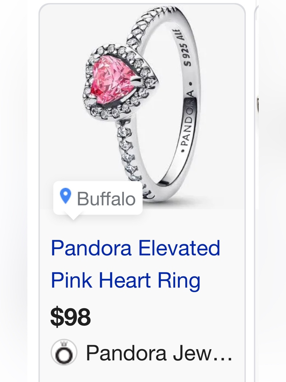 Pandora Elevated Pink Heart Ring